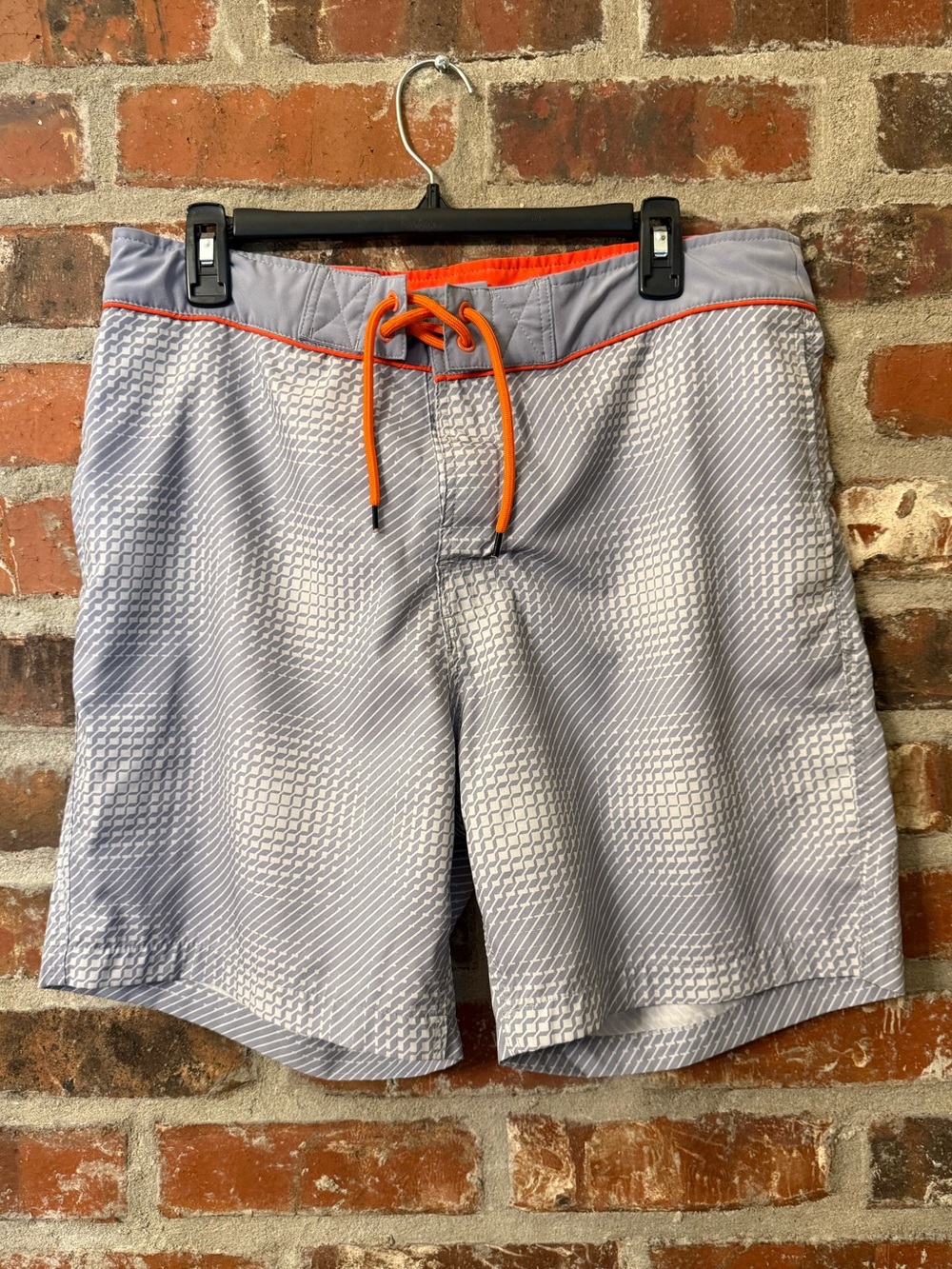 U36 - Free Country Light Gray Swim Board Shorts with Orange Drawstring